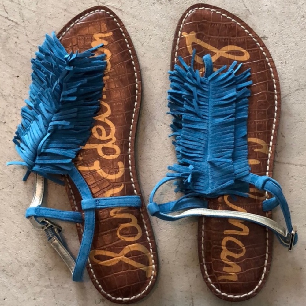 NEW SAM EDELMEN LEATHER FRINGE SANDAL 8.5 wTags